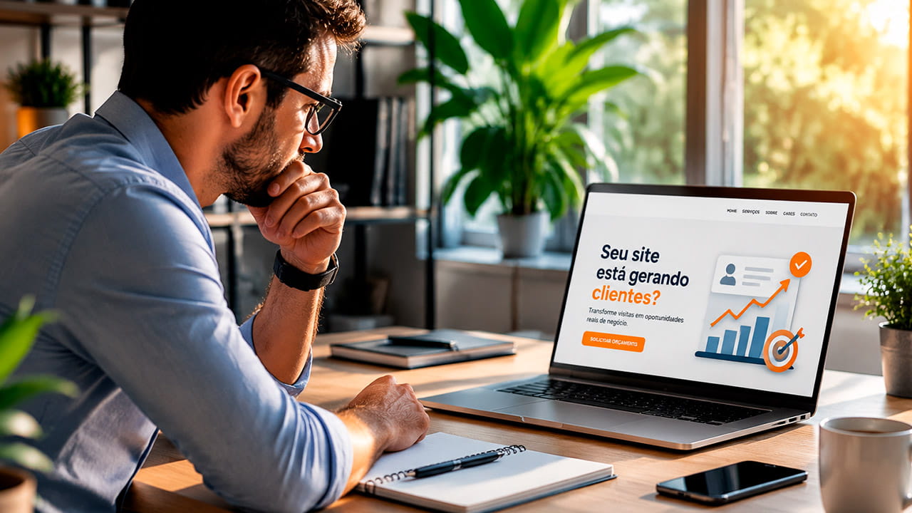 Empresário em dúvida sobre como saber se seu site está gerando clientes