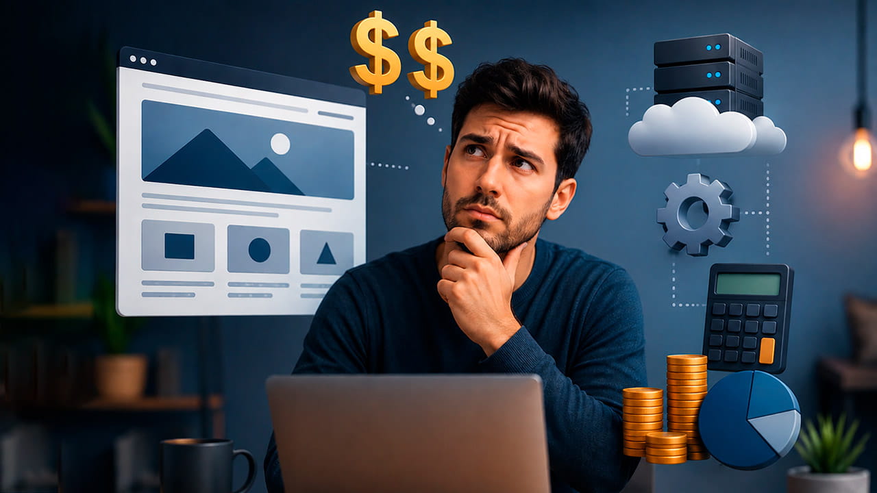 Empresário em dúvida sobre quanto custa um site profissional