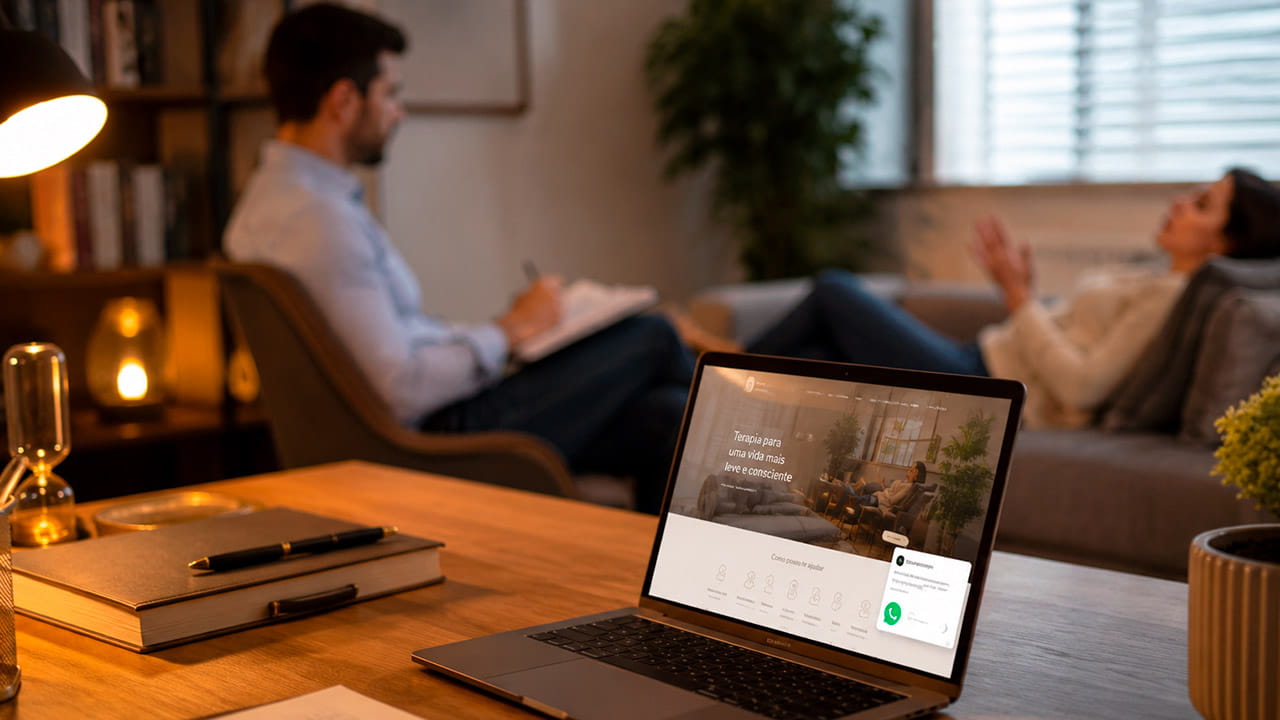 Psicólogo realizando muitos atendimentos, após investir em um site para psicólogos