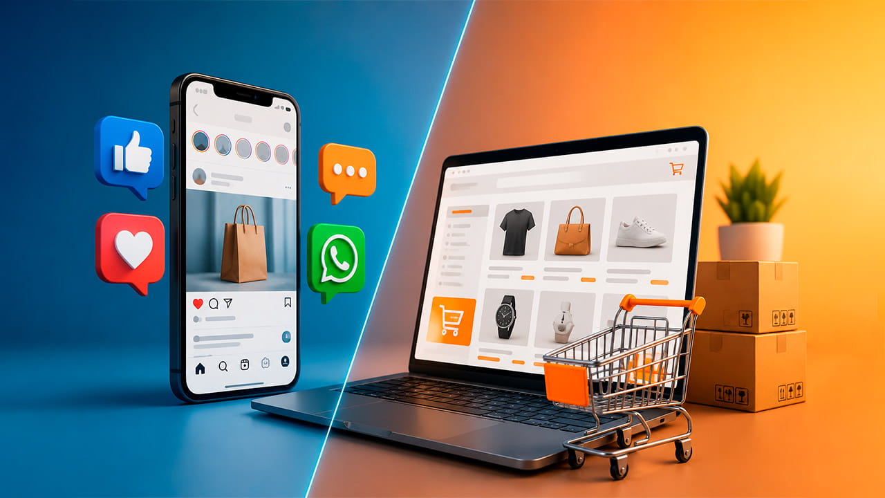 Vale a pena criar uma loja virtual, conceito de e-commerce e vendas online em ambiente digital moderno e profissional