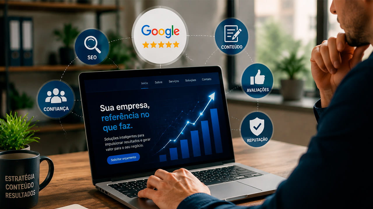 Como criar autoridade digital para sua empresa através de site profissional, SEO, conteúdo estratégico e presença online.