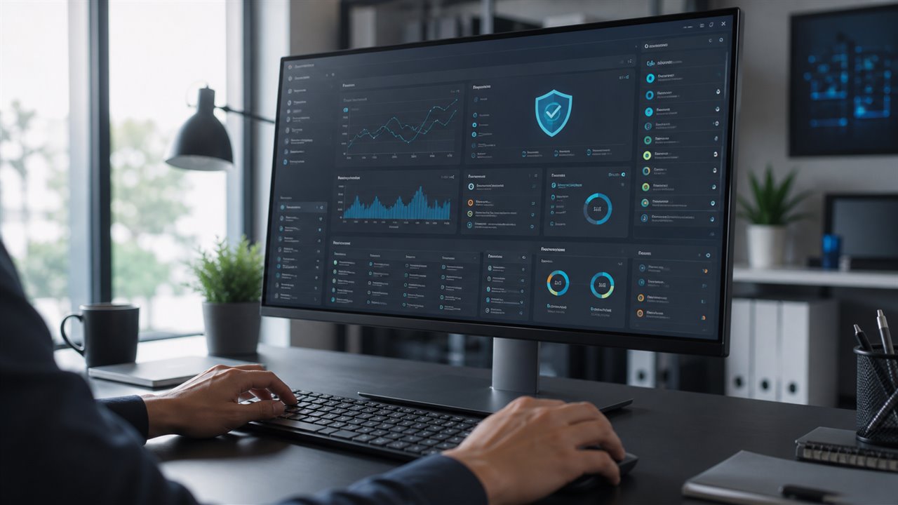 Profissional monitorando segurança, atualizações e desempenho durante a manutenção de um site